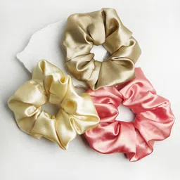Soho Boho Studio Set Of 3 Multicoloured Satin Ponytail Scrunchies-11
