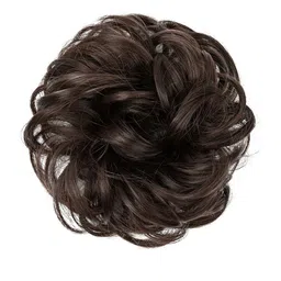 Chronex Synthetic Nylon Wavy Curly Messy Bun Juda Hair Scrunchies - Natural Brown-image-63