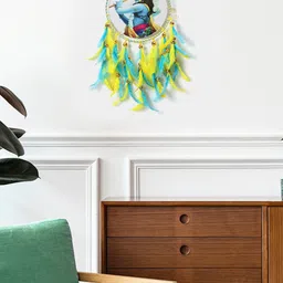 DULI Yellow & Blue Krishanji Printed Hanging Dream Catcher Windchimes-20
