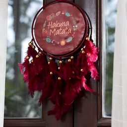 DULI Maroon & Yellow Printed Dream Catcher Wall Hanging-10