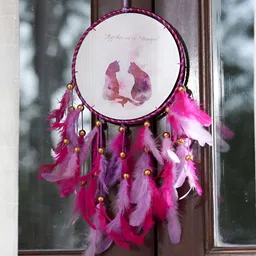 DULI Pink & White Printed Dream Catcher Wall Decor-22
