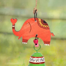 AAKRITI ART CREATIONS Red & Green Metal Bell Windchime-17