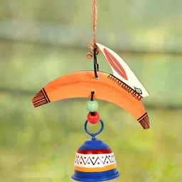 AAKRITI ART CREATIONS Orange-Color & Blue Flying Bird & Metal Bells Windchime-image-55
