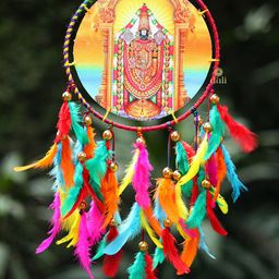 DULI Orange & Red Tirupathi Balaji Printed Hanging Dream Catcher Windchimes-39