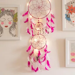 BS AMOR Pink & White Dream Catcher Windchimes-50
