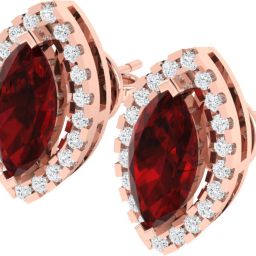 Diamtrendz Jewels BIS Hallmarked Pure Gold Rose Gold 18kt Cubic Zirconia, Ruby Stud Earring-image-3
