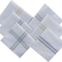 AKsells Lining Design, 100% Pure Cotton, Pocket Square Hankies, Perfect For Gift ["White"] Handkerchief-image-25