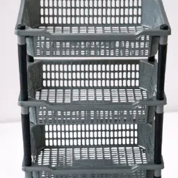 Fruits/Vegetables Kitchen Rack Kitchen Rectangle 3 Layer Plastic Folding Rack Storage Onion Potato Sabji, Fruit Plastic-image-3