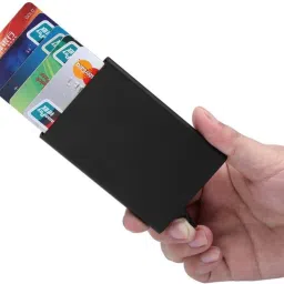 Black Automatic Pop-Up RFID Protection ATM/Credit/Debit For Men &Women Slots 8 Card Holder-image-7