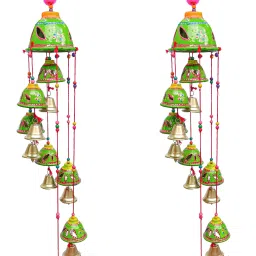 green top ben chin pack of-2 Plastic, Polyresin, Paper, Wood, Jute, Silk Windchime-image-46
