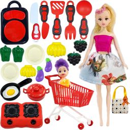 Doll Set for Girls, Doll Set with Trolly & Doll and Doll Kitchen Accessories-picture-41