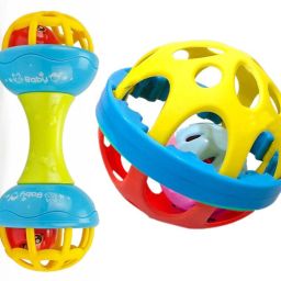 PACK OF 2 BEST QUALITY BIG SIZE RATTLE BALL AND DUMBBELLS FOR KIDS Rattle-16