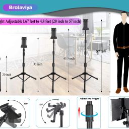 BROLAVIYA Tripod Floor Tablet / Mobile Stand, Adjustable Height Fit For 4-11 Inch Device Tripod image 4