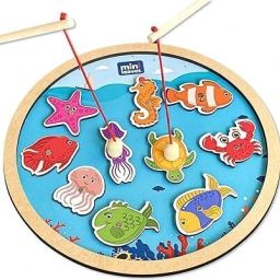 Fishing Tray Wooden Round Magnetic Fishing Game for Kids for 2 +-picture-25