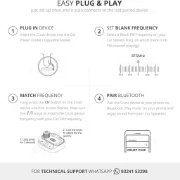 crust v5.0 Car Bluetooth Device with FM Transmitter, Car Charger, Audio Receiver, MP3 Player, Adapter Dongle, Transmitter image 5