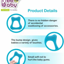 beebaby Tooth Shape Soft Silicone Baby Teether with Bristles & Carry Case, BPA Free, 6M+ Teether image 5