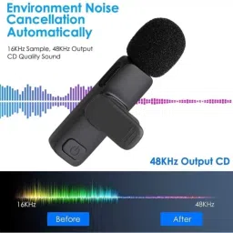 RelElseTech K9 Wireless Mic for Type C Mobiles for Youtube Dual User Wireless Collar* Camera Microphone image 3
