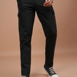 Men Regular Fit Black Pure Cotton Trousers-image-54