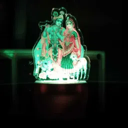 LED Acrylic God Radha and Krishna / Radha Krishna Changing LED Night Table Lamp Night Lamp Table Lamp-23