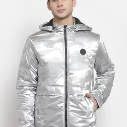Pepe Jeans Men Silver-Toned Padded Jacket with Patchwork-picture-15