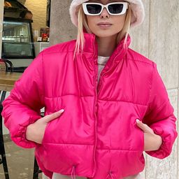 Trend Alacati stili Mock Collar Crop Padded Jacket-51