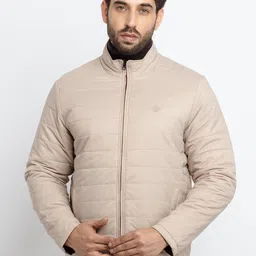 Status Quo Men Beige Long Sleeves Quilted Puffer Jacket-image-74