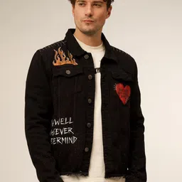 VALKYRE Unisex Cotton Denim Jacket with Patchwork-14
