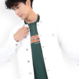 KETCH Men White Solid Denim Jacket-picture-27