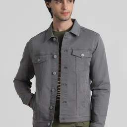 Jack & Jones Spread Collar Denim Jacket-image-44