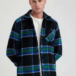 DeFacto Checked Acrylic Tailored Jacket-11