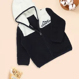 MeeMee Boys Colourblocked Hooded Cotton Open Front Jacket-60