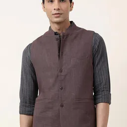 Fabindia Slim Fit Pure Cotton Woven Nehru Jacket-picture-25