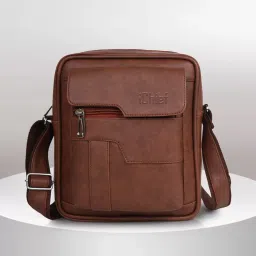 Tan Men Sling Bag Draper Shoulder/Cross Body Bag/Unisex Sling Bag with Padded Tab Compartment-32