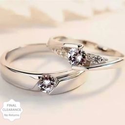 stainless Steel Wedding Style Rings For Lovers, Couples, Husband Wife Sterling Silver Alexandrite Sterling Silver Plated Ring Set-image-3