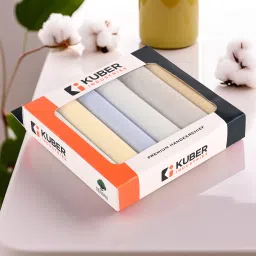 KUBER INDUSTRIES (Set of 6) Premium Cotton Handkerchief For Men With Box | Silver | Light Color ["Light Color"] Handkerchief-8