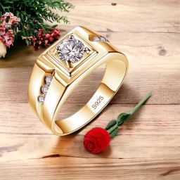 Exclusive Limited Edition 24KT Gold Swarovski Crystal Adjustable Mens Rings Stainless Steel Cubic Zirconia Gold Plated Ring-image-19