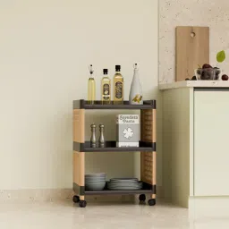 3-Tier Kitchen Storage Trolley Rack with Wheels Rolling Cart Plastic Kitchen Trolley-image-96