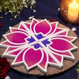 SPECIAL YOU 4-Pcs Pink & White Portable Rangoli Designed Festive Decor-4
