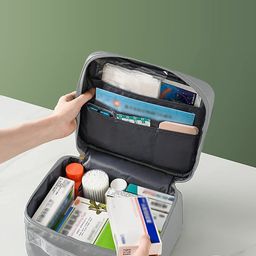 HOUSE OF QUIRK Set Of 2 Grey Portable First Aid Empty Kit & Medicine Bag Organisers-14