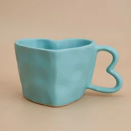 NURTURE INDIA Blue Textured Ceramic Matte Mugs 300ml-34