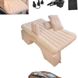 Car Beige Inflatable Bed with Pump & 2Air Pillow Soft Material Universal Fit-307 Car Multifunctional/Durable/Premium Inflatable Back Seat/Camping Air Mattress Car Inflatable Bed-38