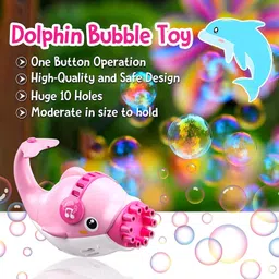 zokato Dolphine Bubble Gun for Kids with Bubble Liquid Bottle Fun Bubble Maker-picture-2