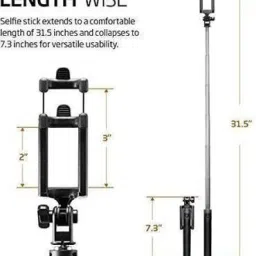 Gadget Zone Selfie Stick, Extendable Selfie Stick with Portable, Lightweight, Compatible with All Smartphone and Mobile Cable Selfie Stick image 3