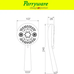 parryware Hand shower 4 modes airmix with hose and hook set of 3 pic 006 Handheld image 3
