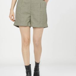 Checkered Women Green Basic Shorts-image-57