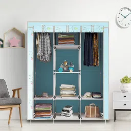 8 Shelf Foldable Collapsible Wardrobe Storage Organizer Almirah Cloth Rack PP Collapsible Wardrobe-image-48