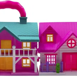 Doll House Set of 2 for Kids, Doll House with Furniture, Foldable Doll House set-image-29