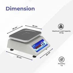 MCP Cynor SS 30kg x 1g Accuracy, Chargeable Front & Back Display for Shops kitchen Weighing Scale image 2