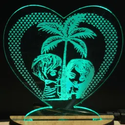 COUPLE HEART TREE Acrylic USB 3D Illusion RGB 7 Colour Changing LED Wooden Table Lamp-18