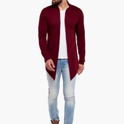 Men Jacket Style Full Sleeve Maroon Shrug-image-69